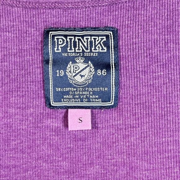 PINK Y2K Victoria's Secret VTG 2009 Ribbed Tank Top Graphic Print Bling Purple S - Picture 3 of 8